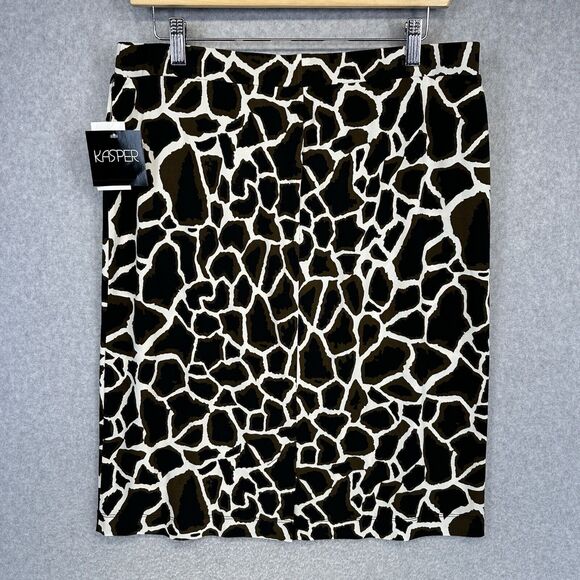 Kasper Womens Skirt Size Large Giraffe Animal Print Straight Pull On New Tags - Picture 7 of 10